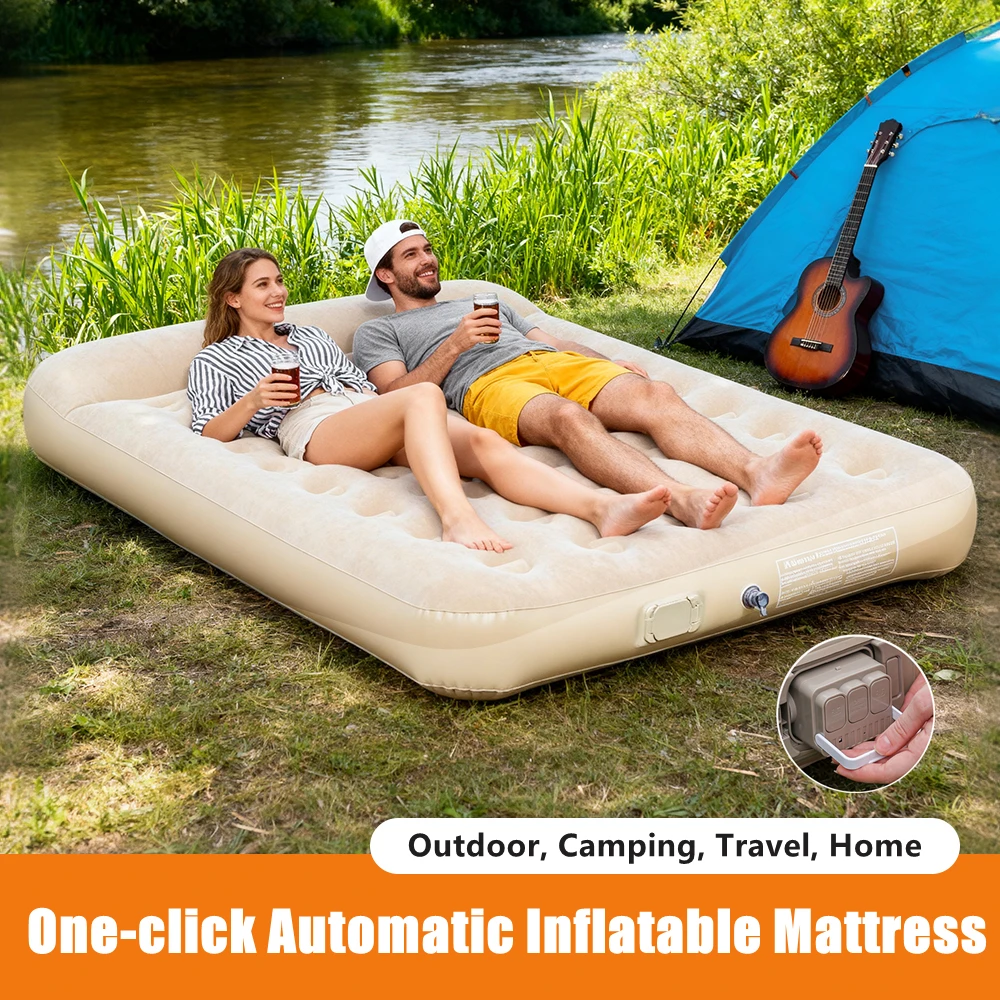 Camping Outdoor Or Indoor - New Air Mattress Built-in Pump Self-inflating