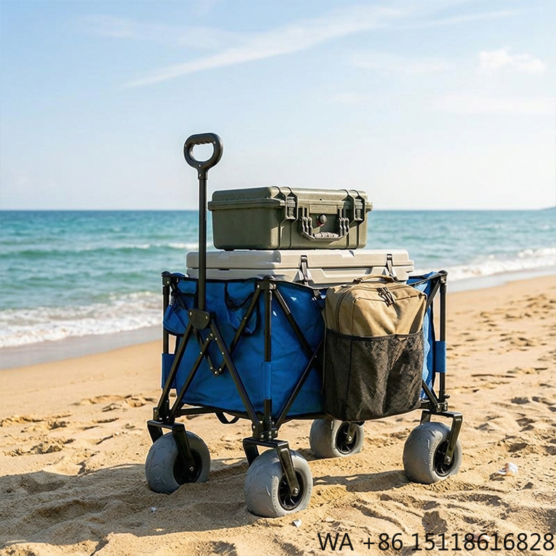 Outdoor Camping Furniture - Foldable Metal Beach Wagon Quick Release