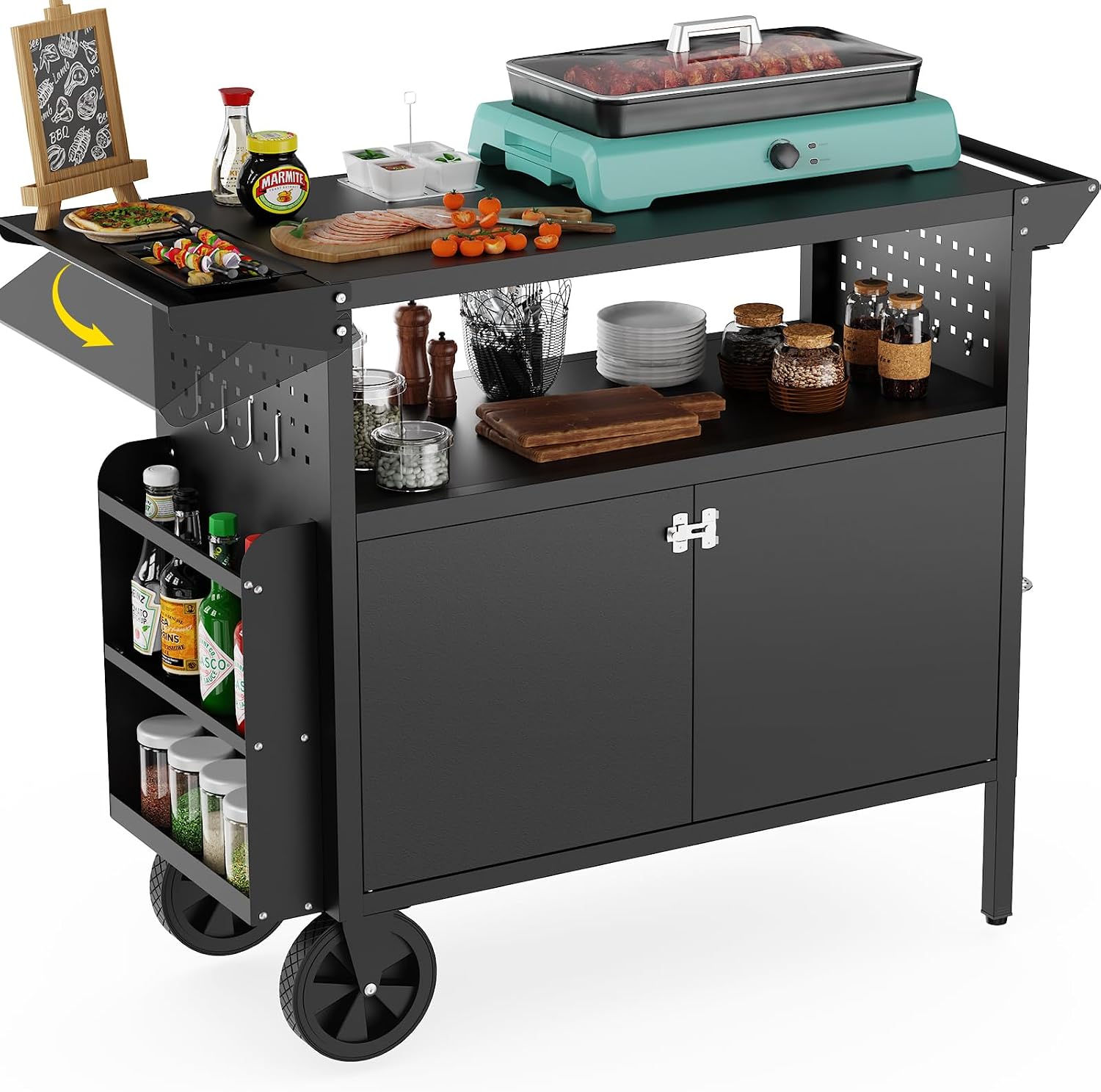 Outdoor Camping Table Foldable - Outdoor Grill Cart Table With Storage