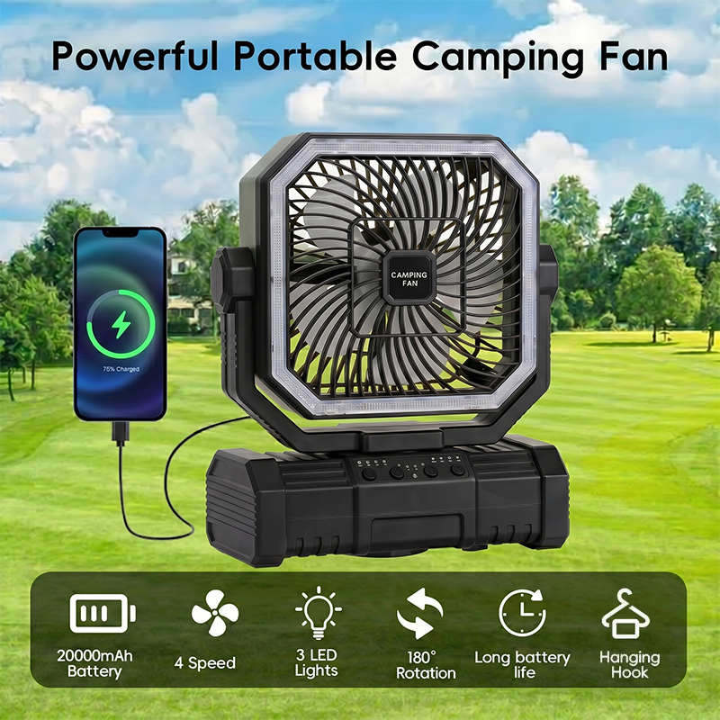 Outdoor Camping House - 20000mAh Camping Ceiling Fan Rechargeable Battery