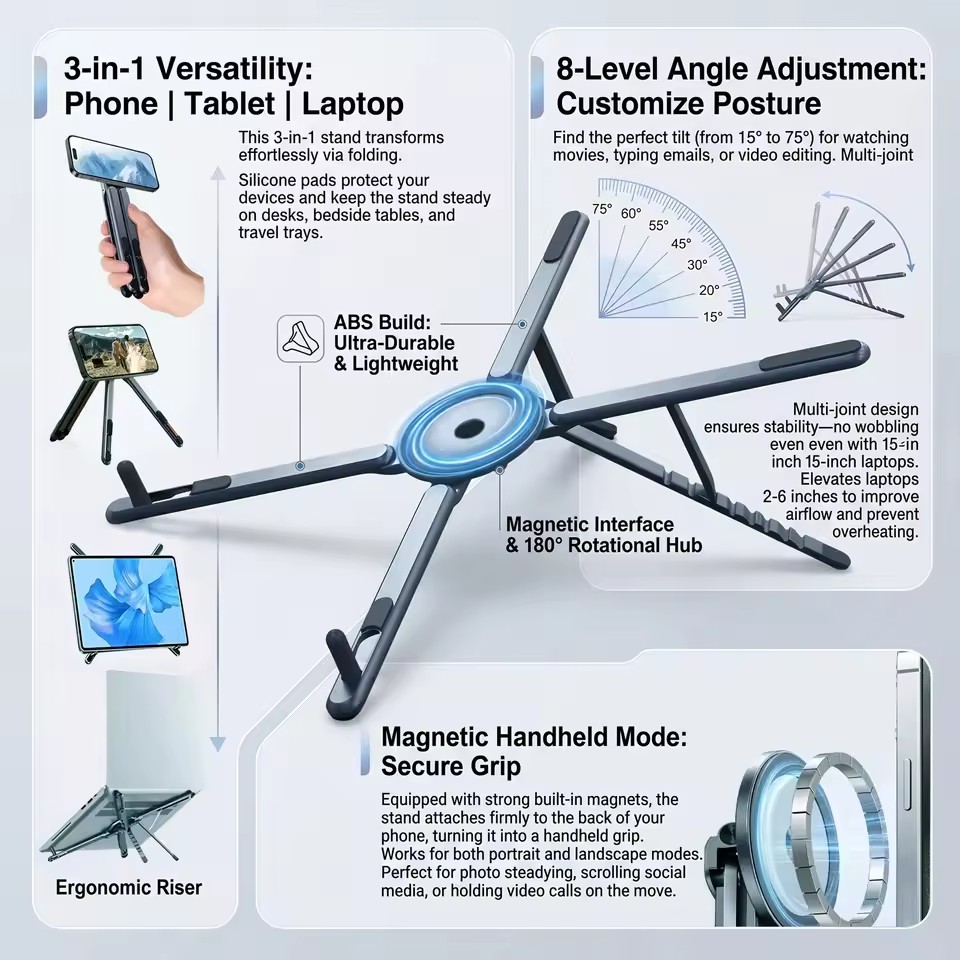 Camp Table Folding - Portable Magnetic Phone Holder & Selfie