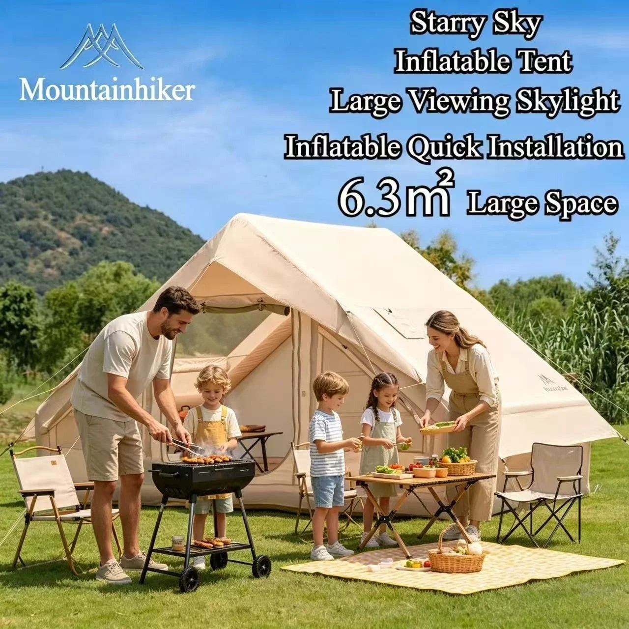 Outdoor Camping House - MOUNTAINHIKER Extra Large Inflatable Tent 3-6