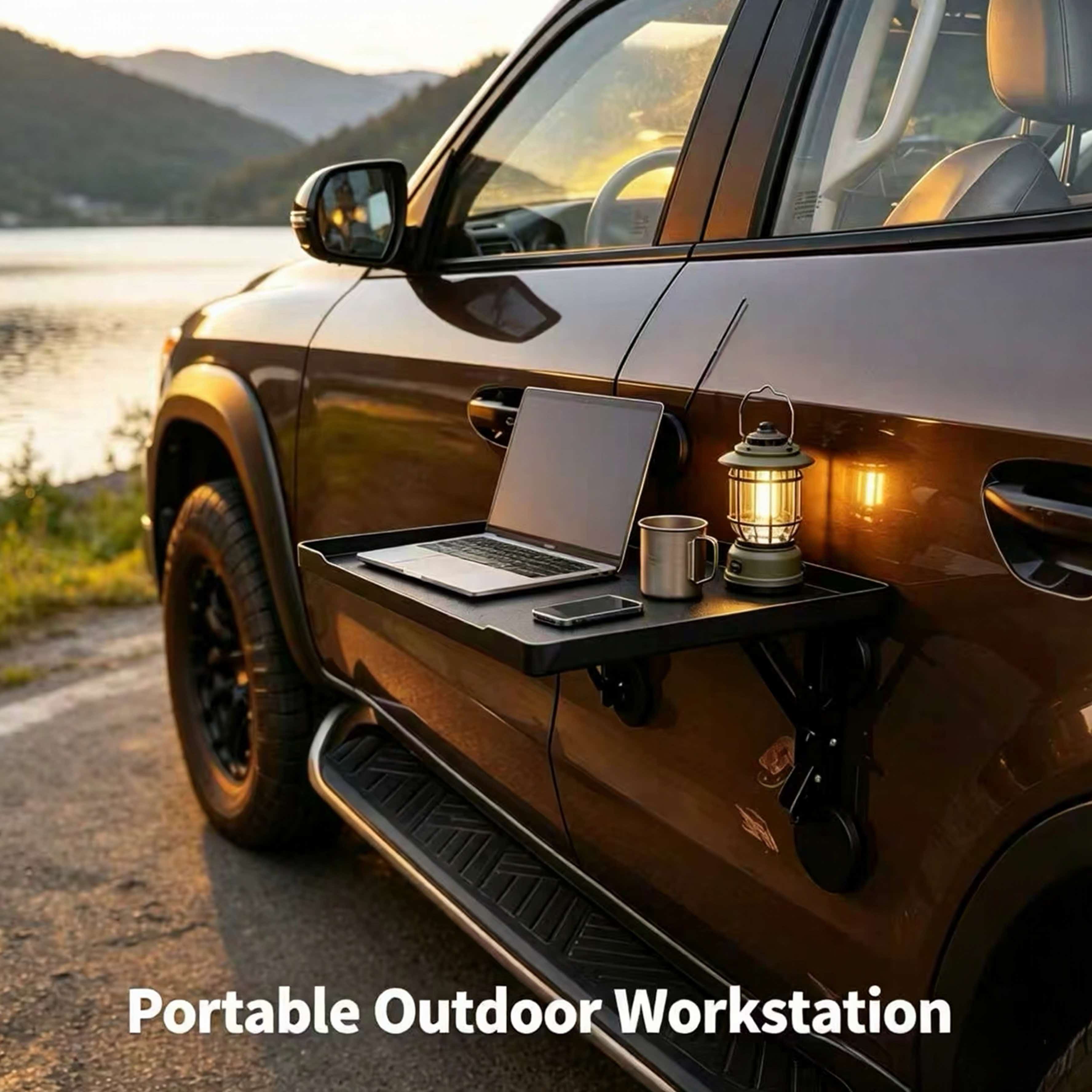 Outdoor Camping Table Foldable - Magnetic Foldable Car Side Table Portable