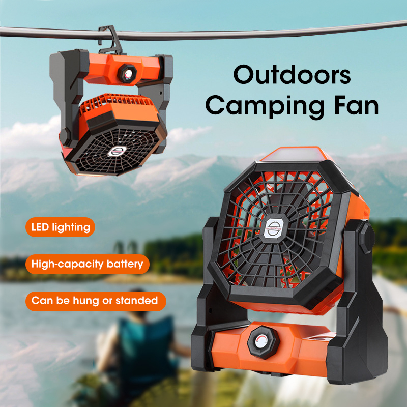 Outdoor Camping Ventilator - 10000mAh Camping Fan with LED Lantern