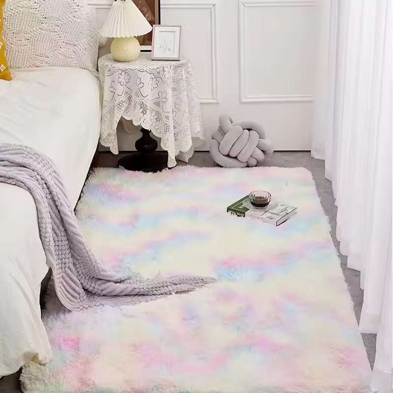 Outdoor Camping Games For Adults - VIKAMA Fluffy Plush Tie-dye Carpet For