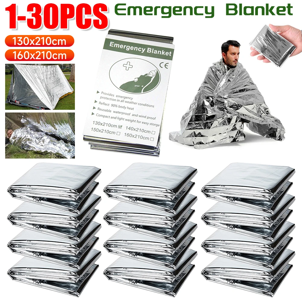 First Aid Kit Camping - 1-30PCS Emergency Blanket Outdoor Survive First