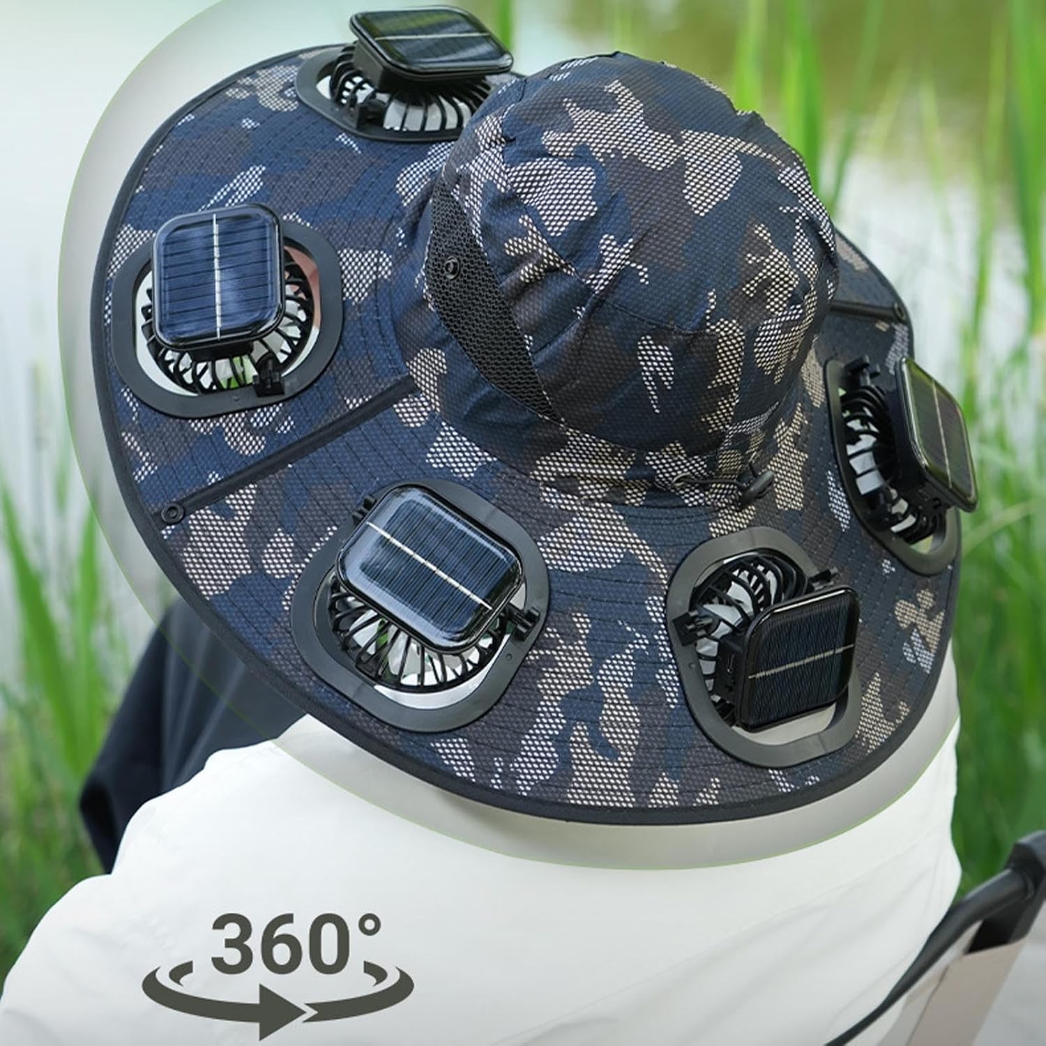 Hot 6 Fans Solar Fan Hat Breat - Outdoor Camping Ventilator ulasan dan harga