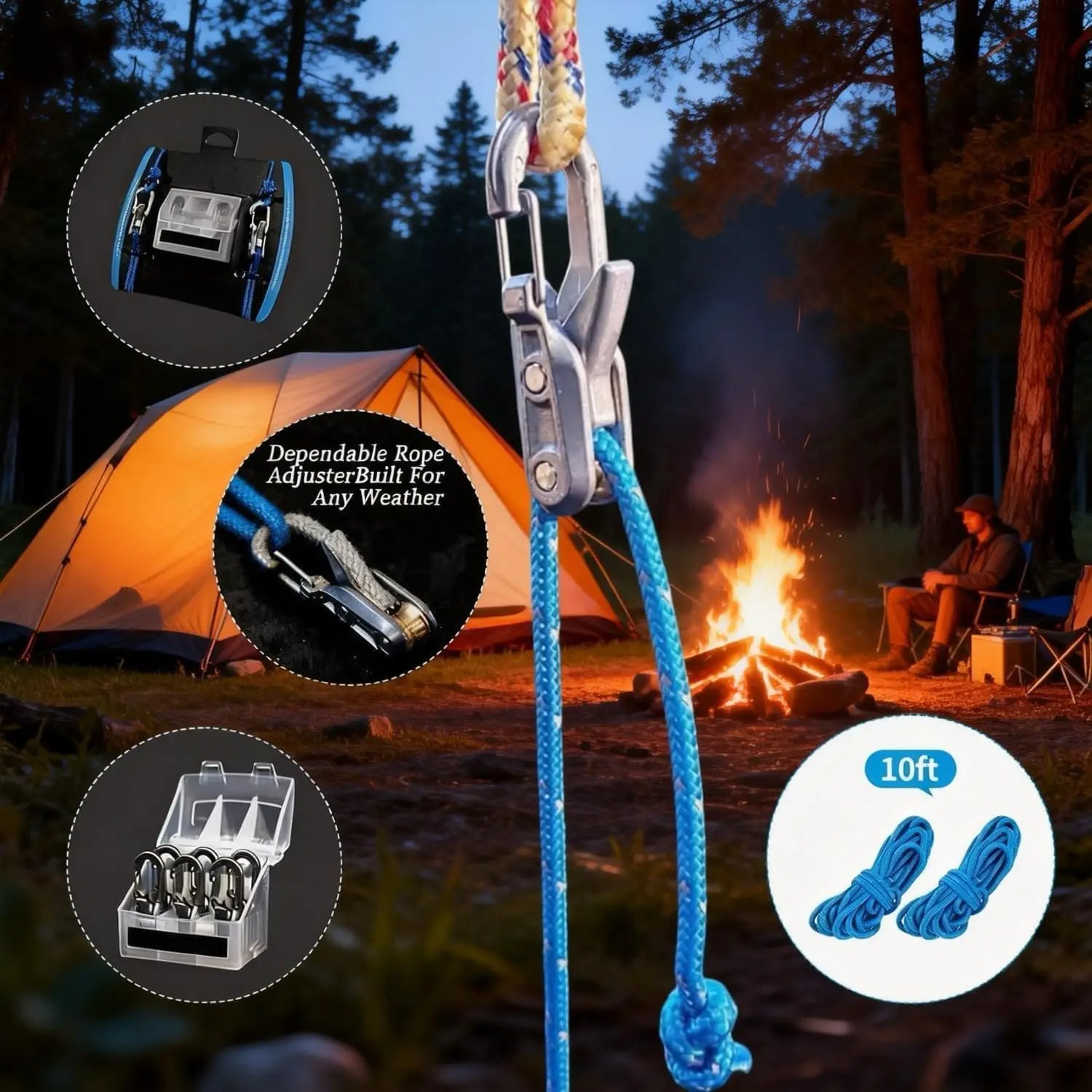 6Pcs Paracord Rope Tensioner K - Outdoor Camping Guy ulasan dan harga