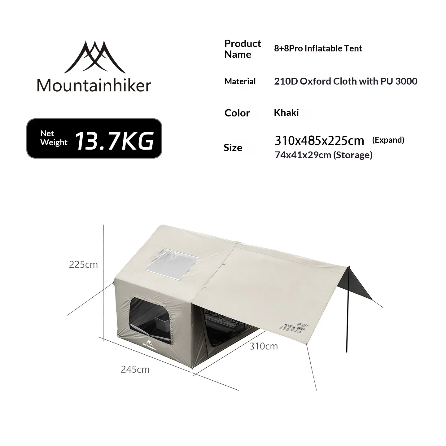 8+8㎡ MOUNTAINHIKER Inflatable  - Outdoor Camping House ulasan dan harga