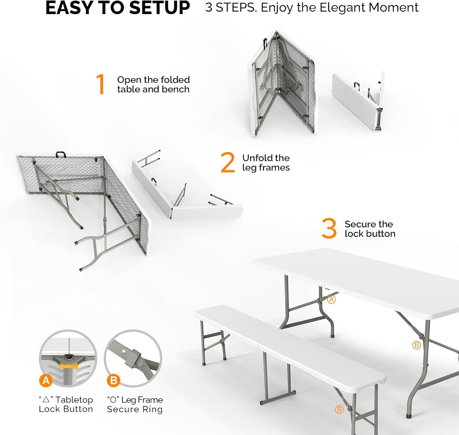 Picnic Table Set with 2 Benche - Camping Outdoor Or Indoor ulasan dan harga