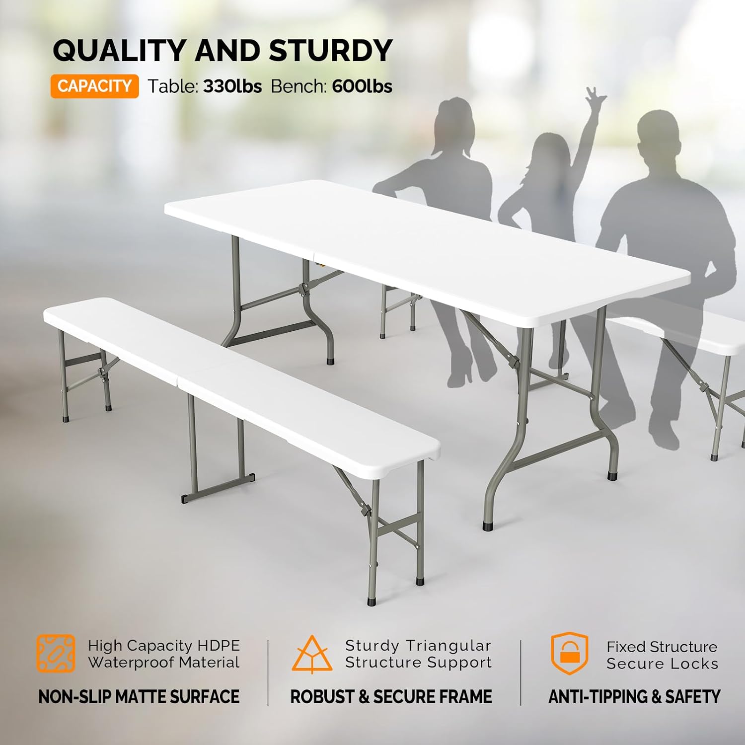 Picnic Table Set with 2 Benche - Camping Outdoor Or Indoor ulasan dan harga