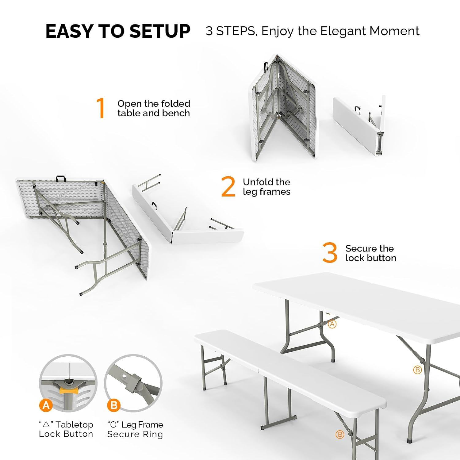 Picnic Table Set with 2 Benche - Camping Outdoor Or Indoor ulasan dan harga