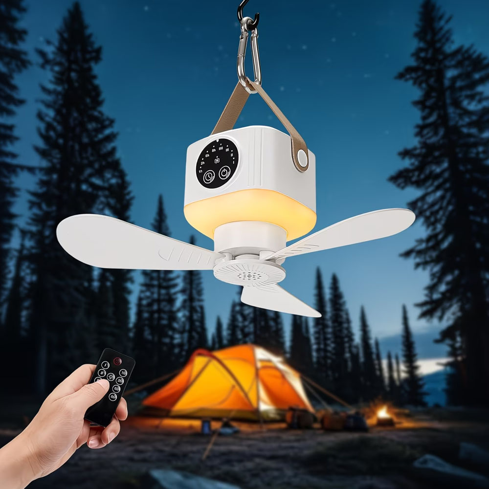 Portable Ceiling Fan with Ligh - Outdoor Camping Ventilator ulasan dan harga