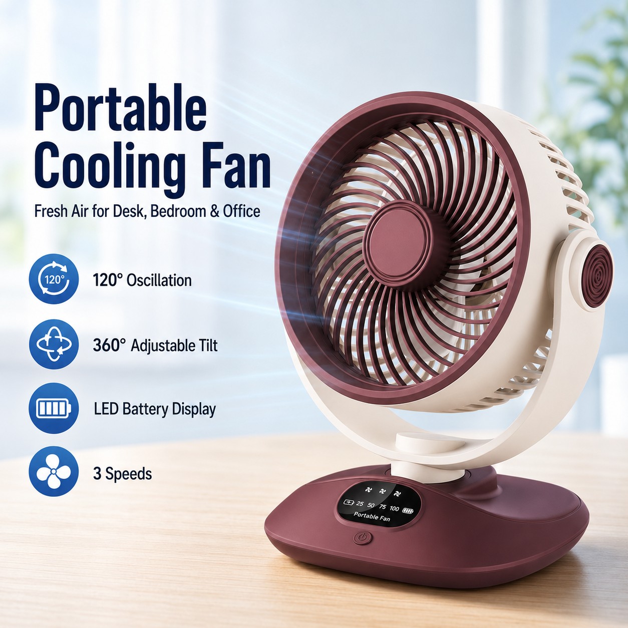 Desktop Fan Rechargeable Turbo - Outdoor Camping Ventilator ulasan dan harga