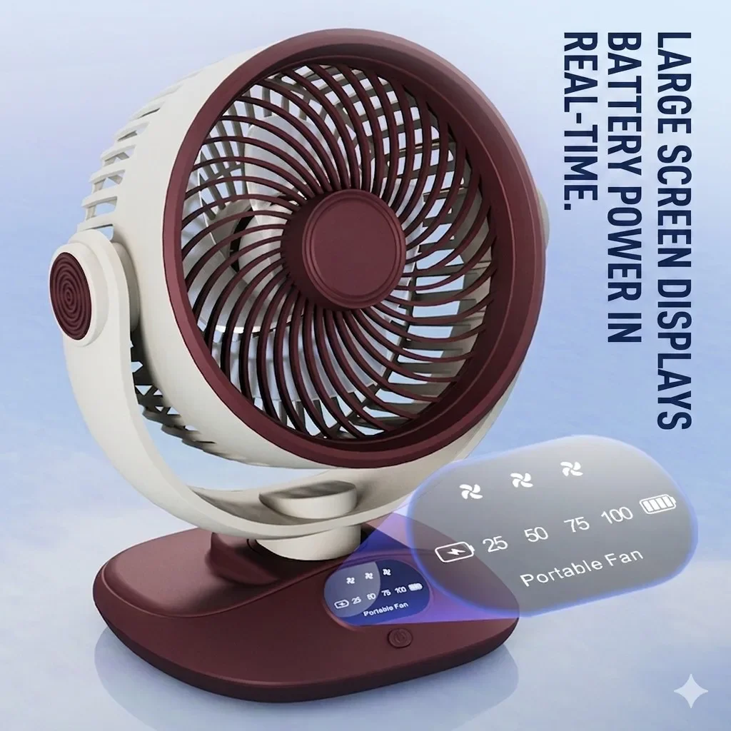 Desktop Fan Rechargeable Turbo - Outdoor Camping Ventilator ulasan dan harga