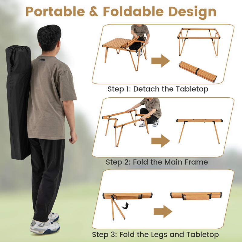 Single Folding Picnic Table 93 - Outdoor Camping Table Foldable ulasan dan harga